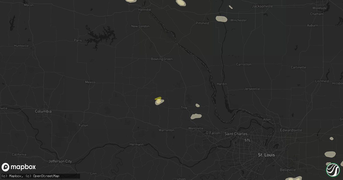 Hail map in Silex, MO on May 16, 2026