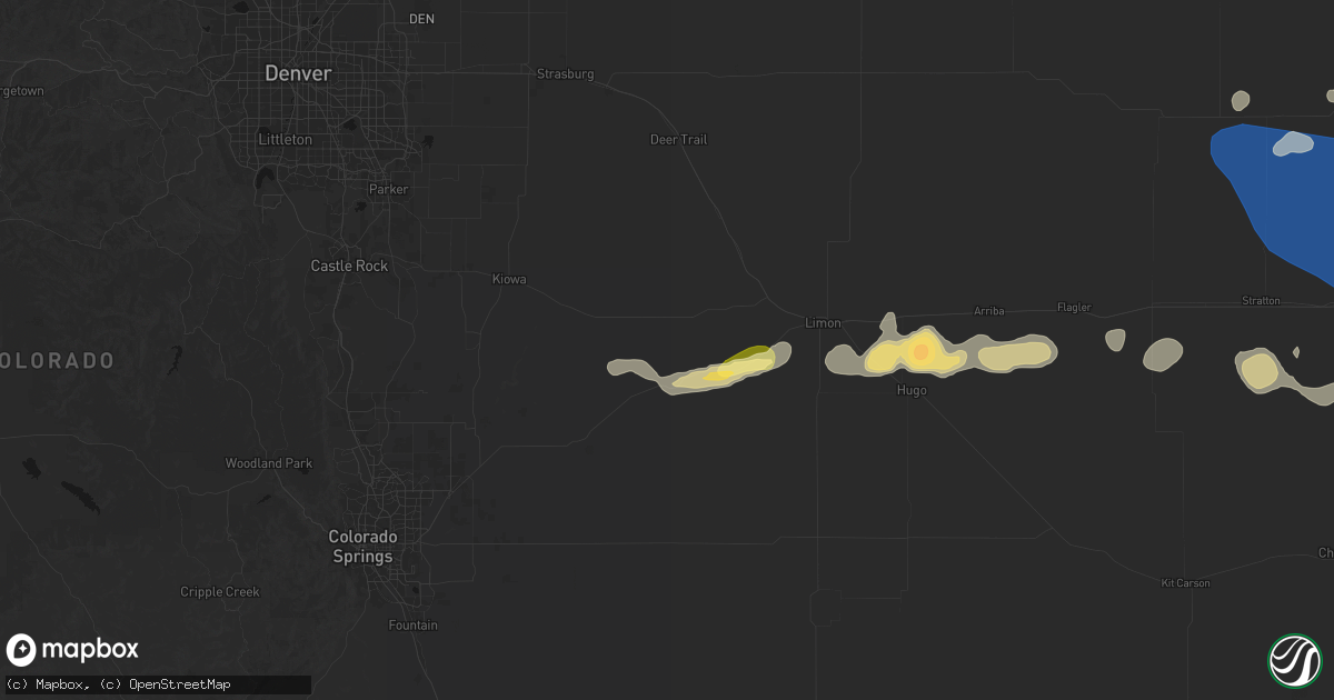 Hail map in Simla, CO on May 16, 2026
