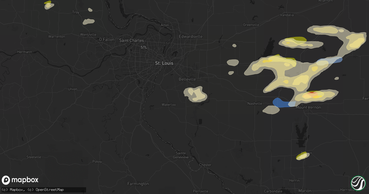 Hail map in Smithton, IL on May 16, 2026