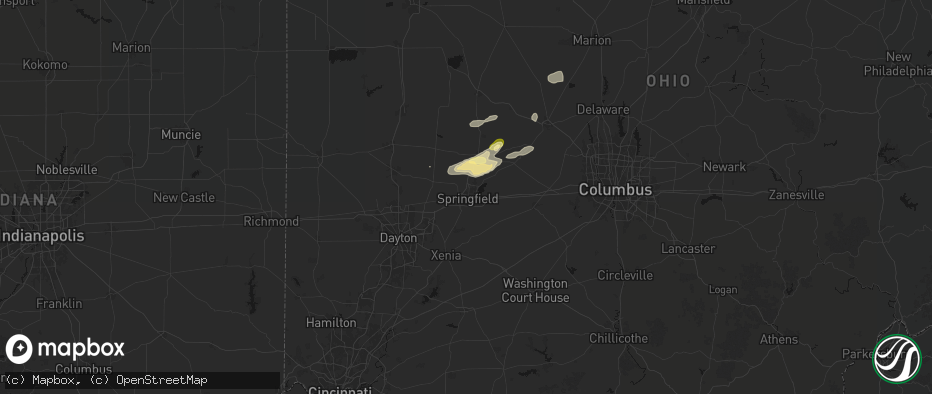 Hail map in Springfield, OH on May 16, 2026
