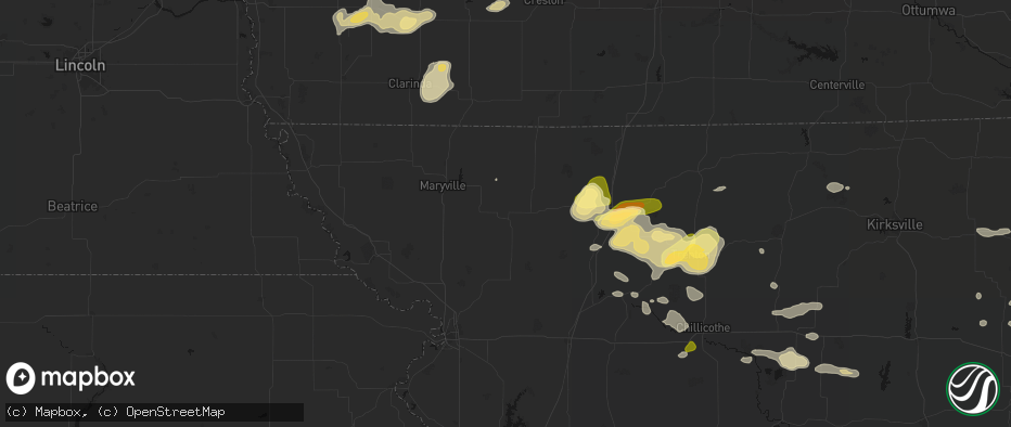 Hail map in Stanberry, MO on May 16, 2026