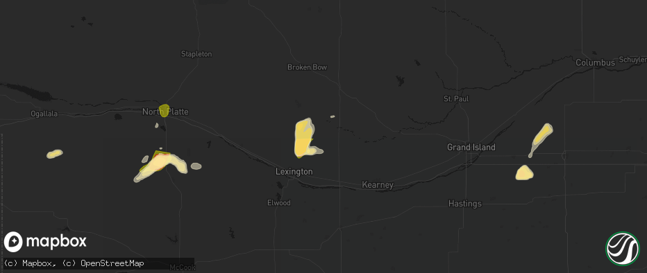 Hail map in Sumner, NE on May 16, 2026