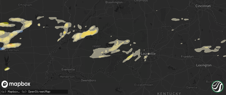 Hail map in Taswell, IN on May 16, 2026