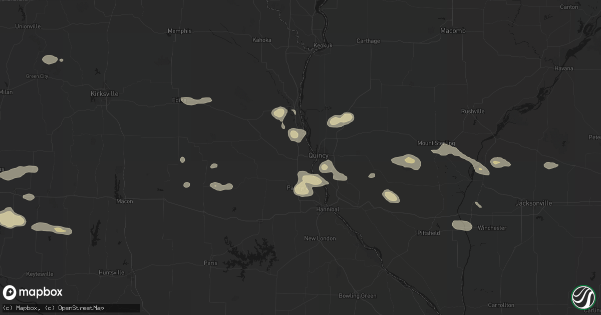 Hail map in Taylor, MO on May 16, 2026