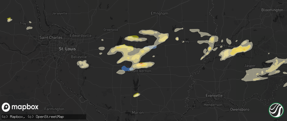 Hail map in Texico, IL on May 16, 2026