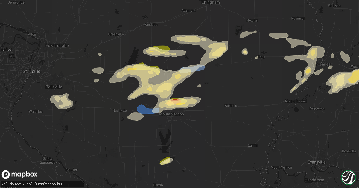 Hail map in Texico, IL on May 16, 2026
