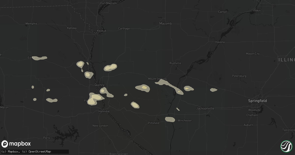 Hail map in Timewell, IL on May 16, 2026