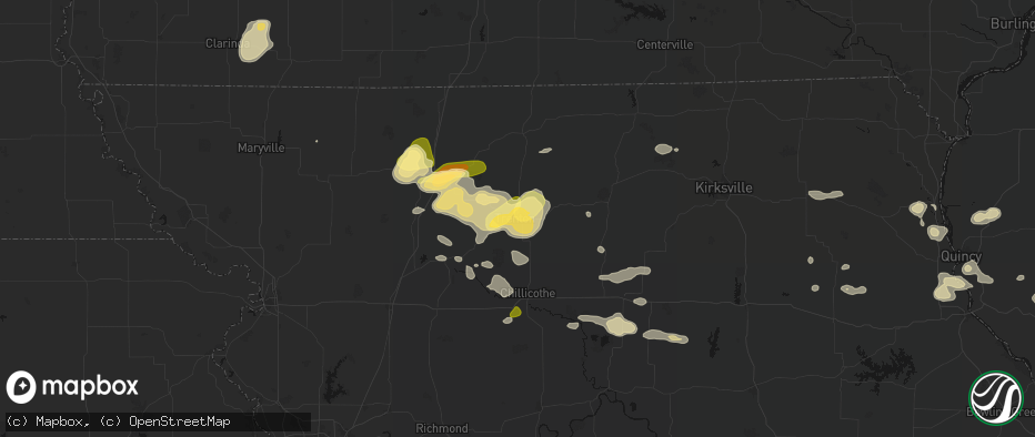 Hail map in Trenton, MO on May 16, 2026