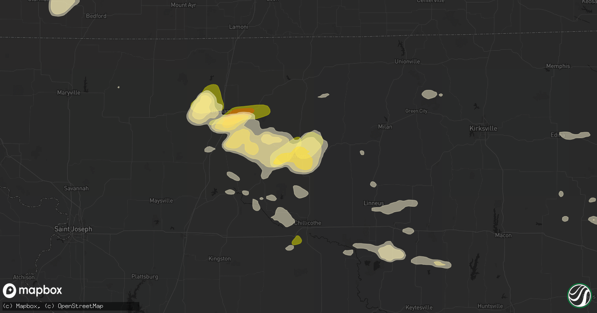Hail map in Trenton, MO on May 16, 2026