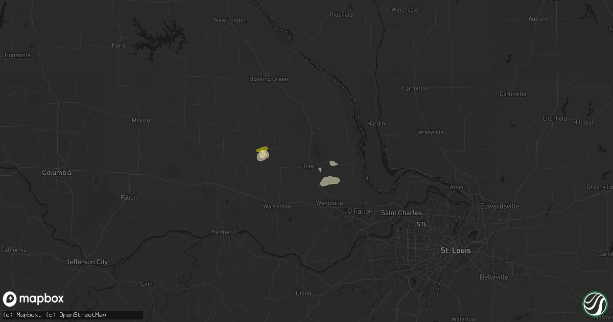 Hail map in Troy, MO on May 16, 2026
