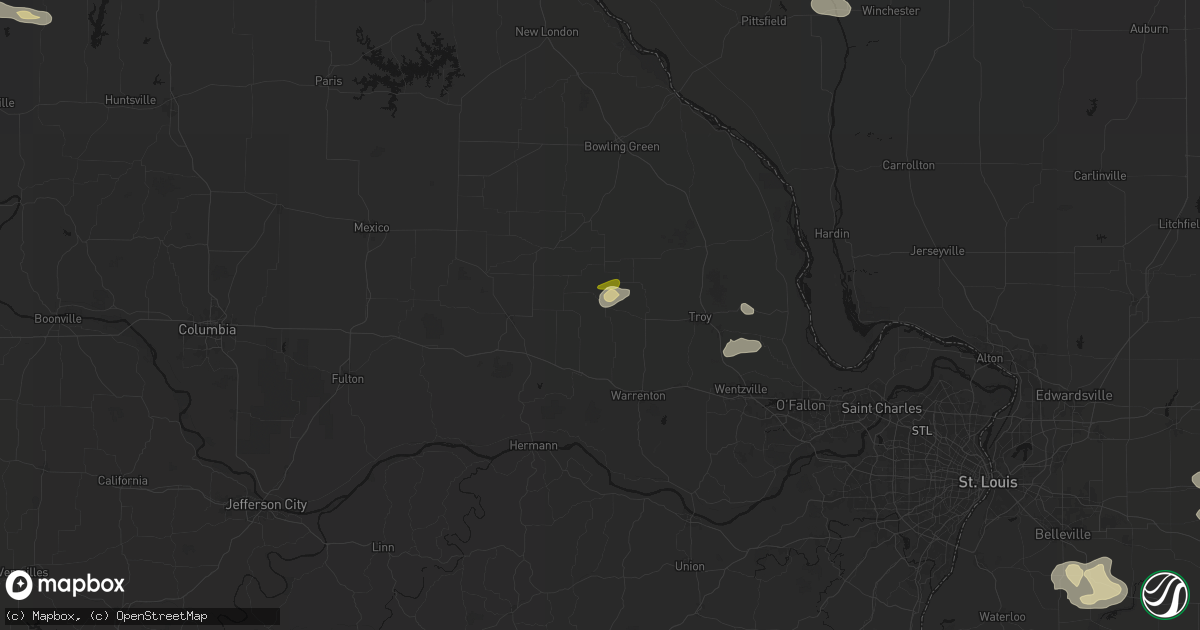 Hail map in Truxton, MO on May 16, 2026