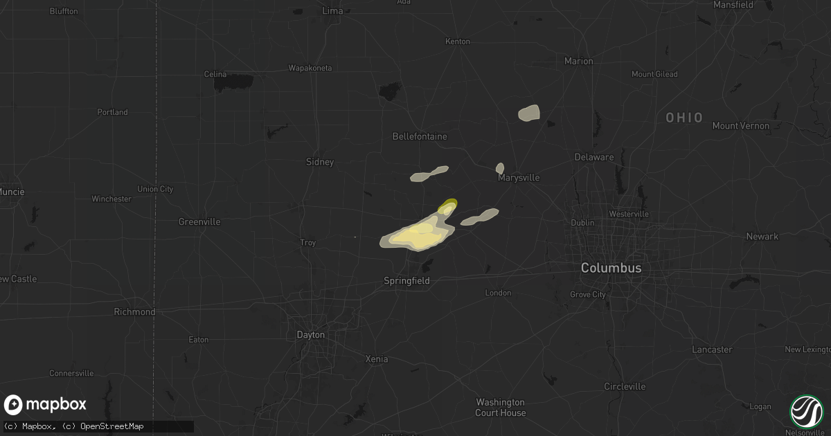 Hail map in Urbana, OH on May 16, 2026