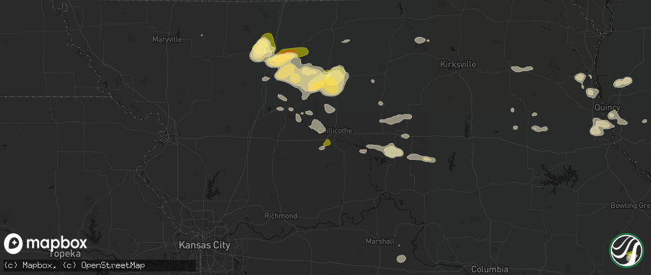 Hail map in Utica, MO on May 16, 2026