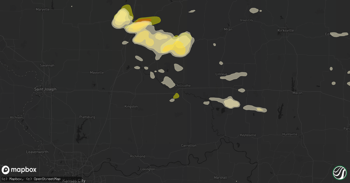Hail map in Utica, MO on May 16, 2026