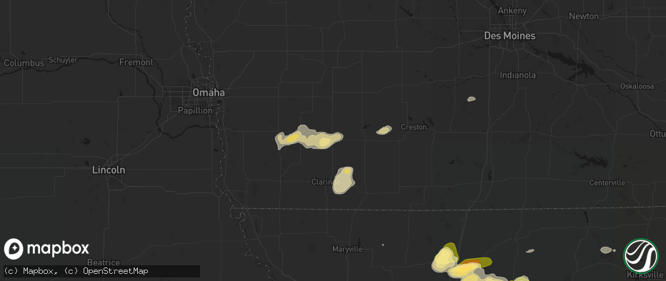 Hail map in Villisca, IA on May 16, 2026