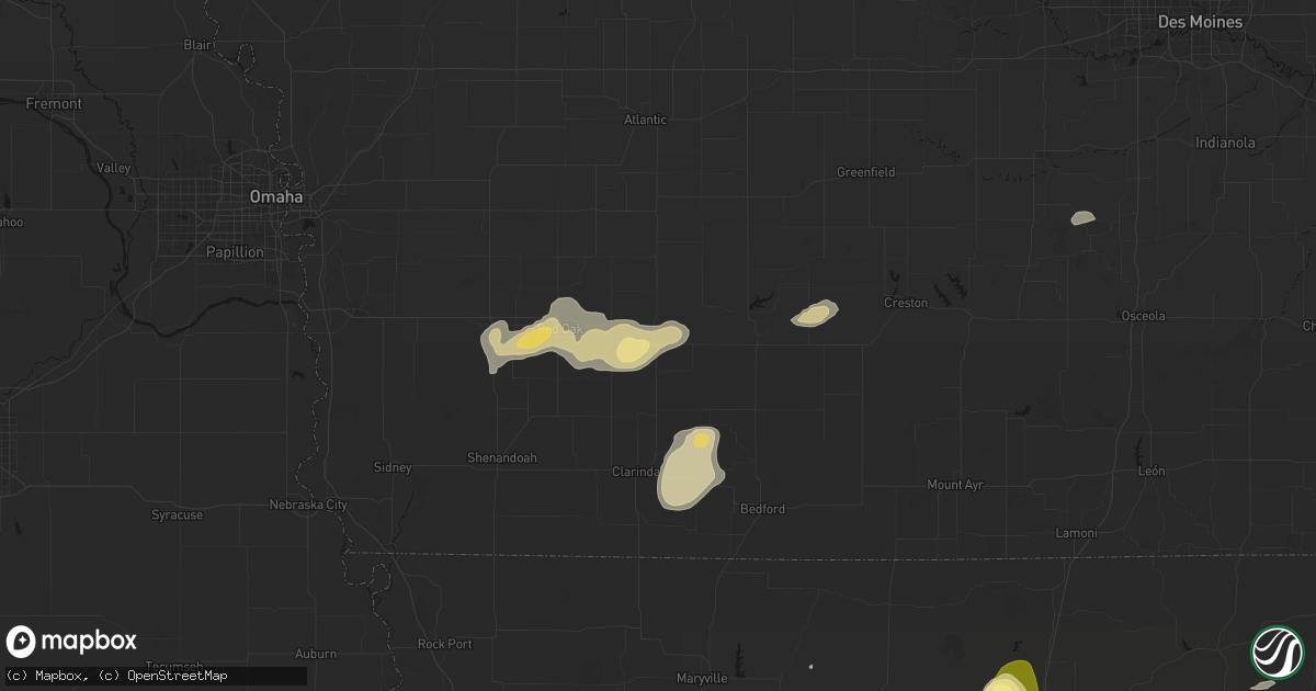 Hail map in Villisca, IA on May 16, 2026