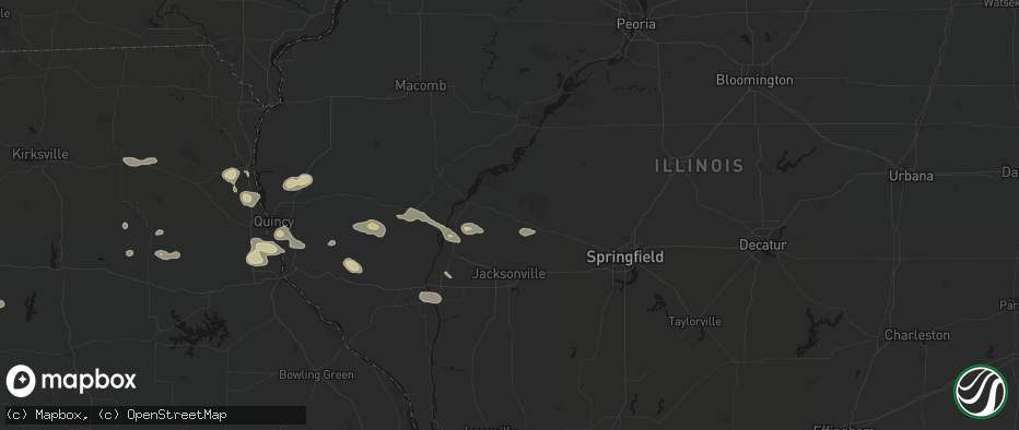 Hail map in Virginia, IL on May 16, 2026