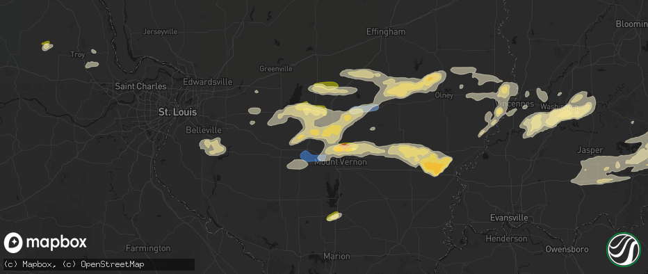 Hail map in Walnut Hill, IL on May 16, 2026