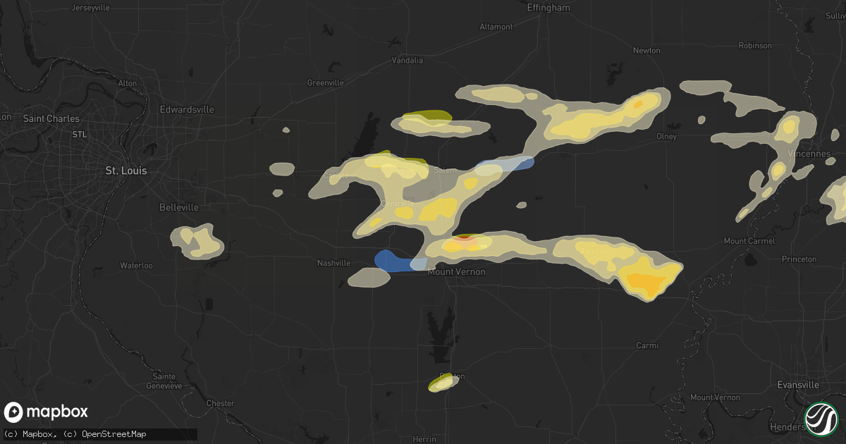Hail map in Walnut Hill, IL on May 16, 2026