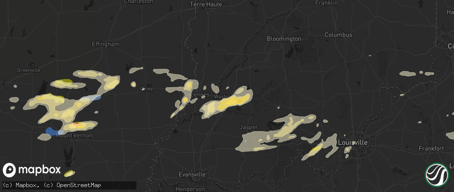 Hail map in Washington, IN on May 16, 2026