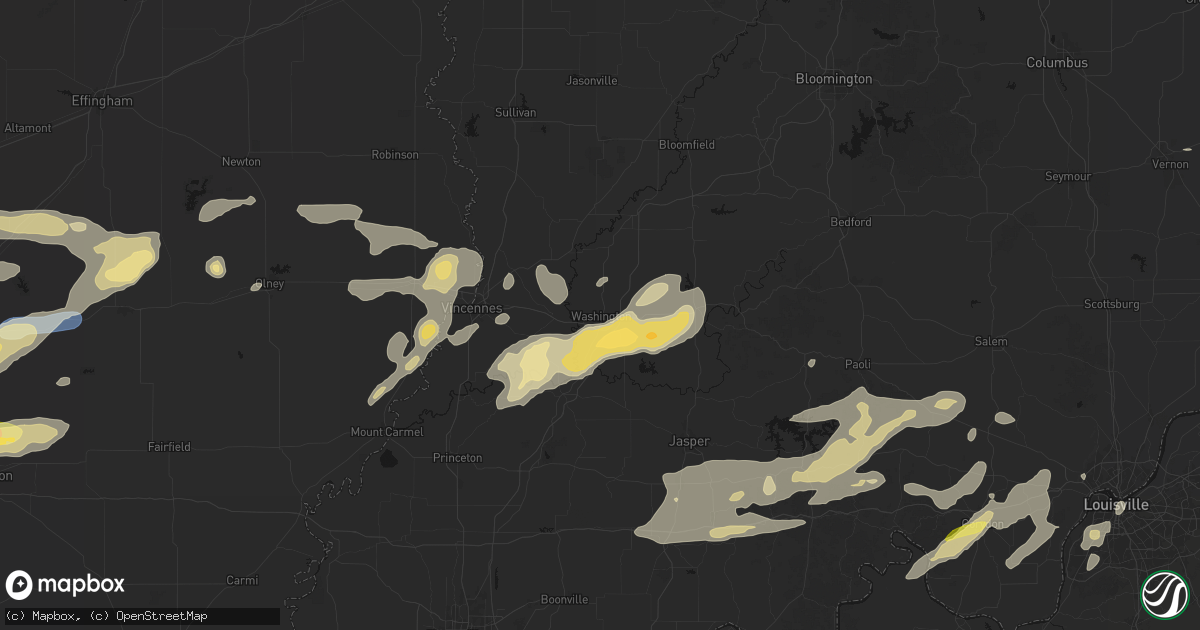 Hail map in Washington, IN on May 16, 2026