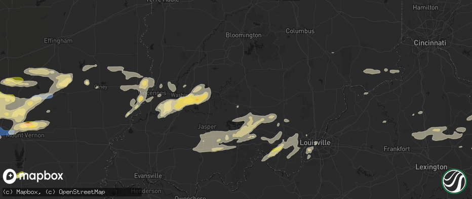 Hail map in West Baden Springs, IN on May 16, 2026