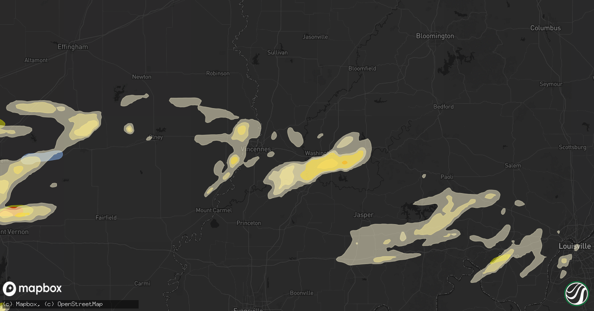 Hail map in Wheatland, IN on May 16, 2026