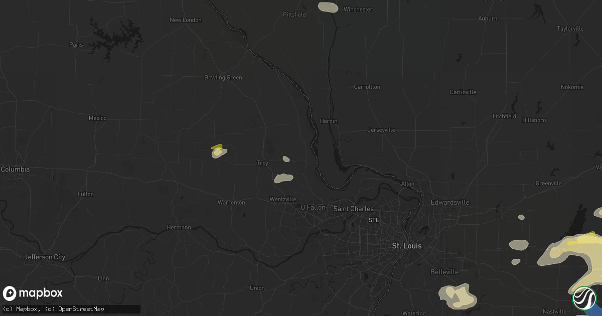 Hail map in Winfield, MO on May 16, 2026
