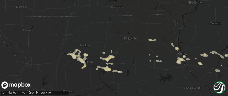 Hail map in Winigan, MO on May 16, 2026