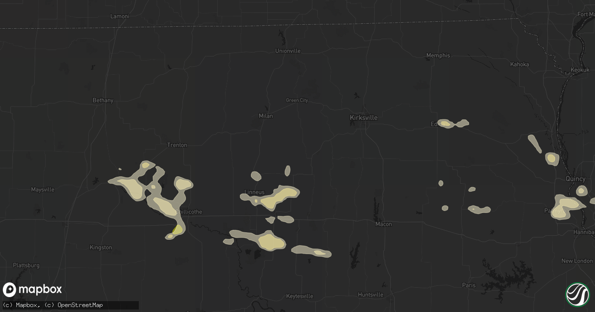 Hail map in Winigan, MO on May 16, 2026