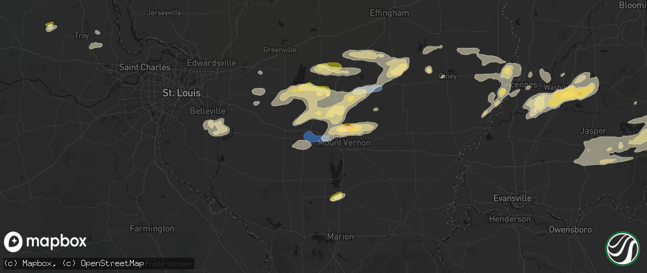 Hail map in Woodlawn, IL on May 16, 2026
