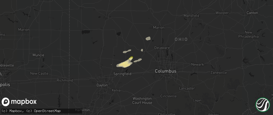 Hail map in Woodstock, OH on May 16, 2026