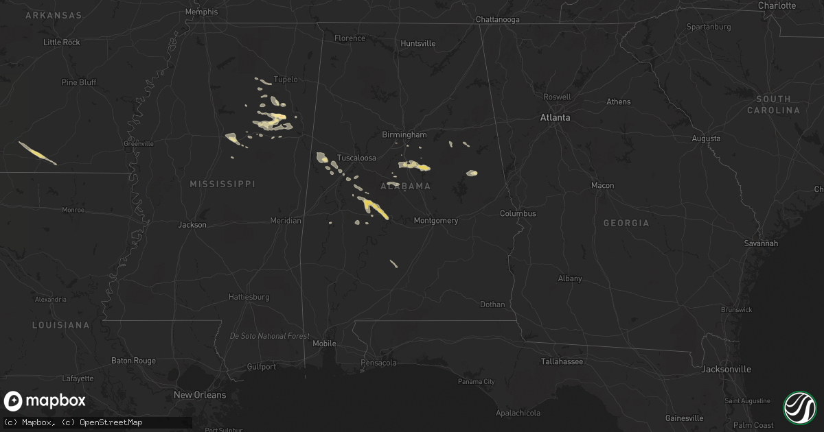 Hail map in Alabama on May 17, 2013