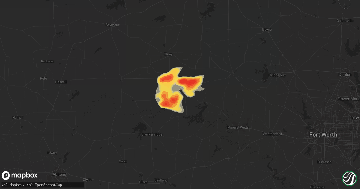 Hail map in Graham, TX on May 17, 2013