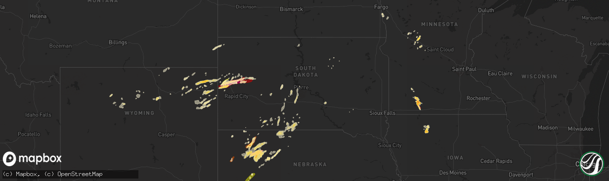 Hail map in South Dakota on May 17, 2013