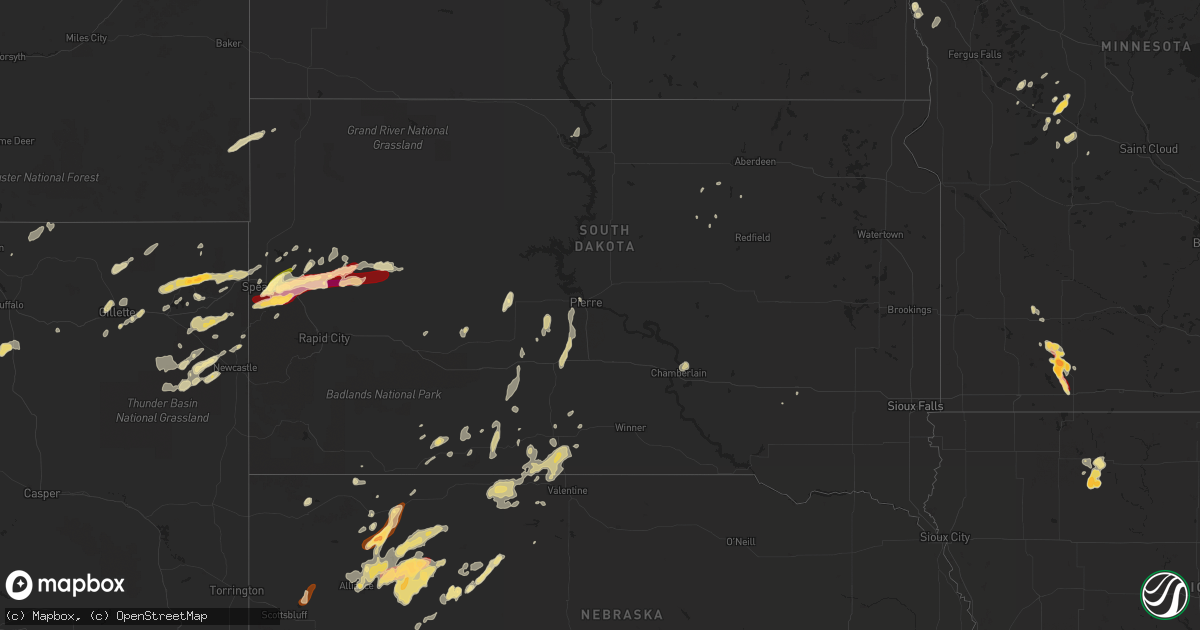 Hail map in South Dakota on May 17, 2013