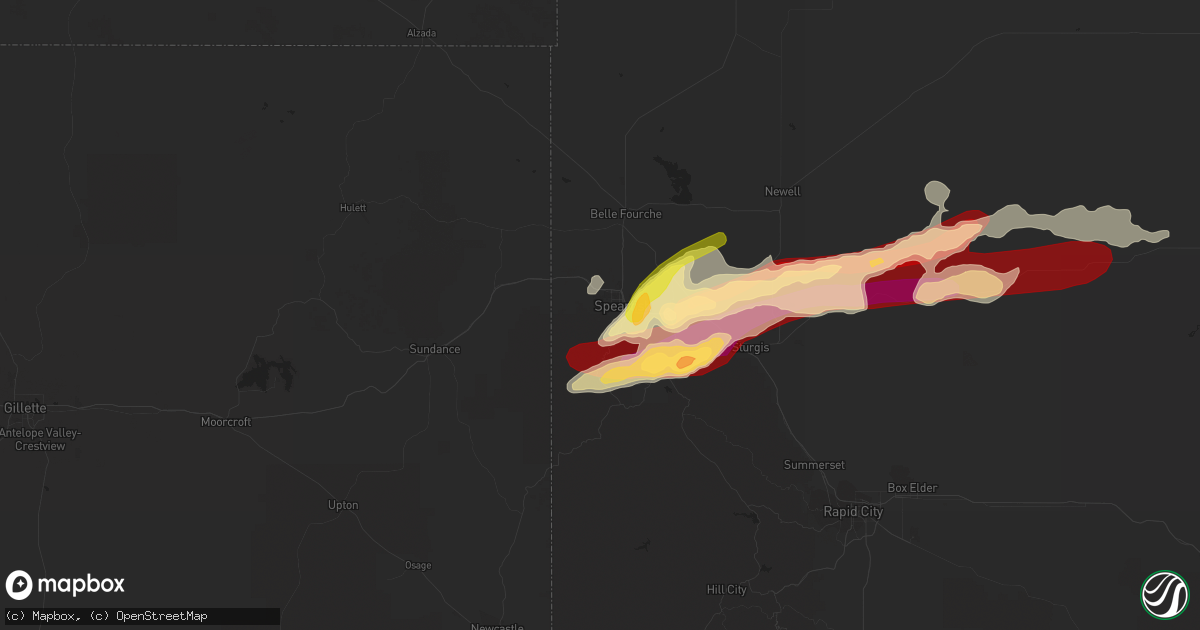 Hail map in Spearfish, SD on May 17, 2013