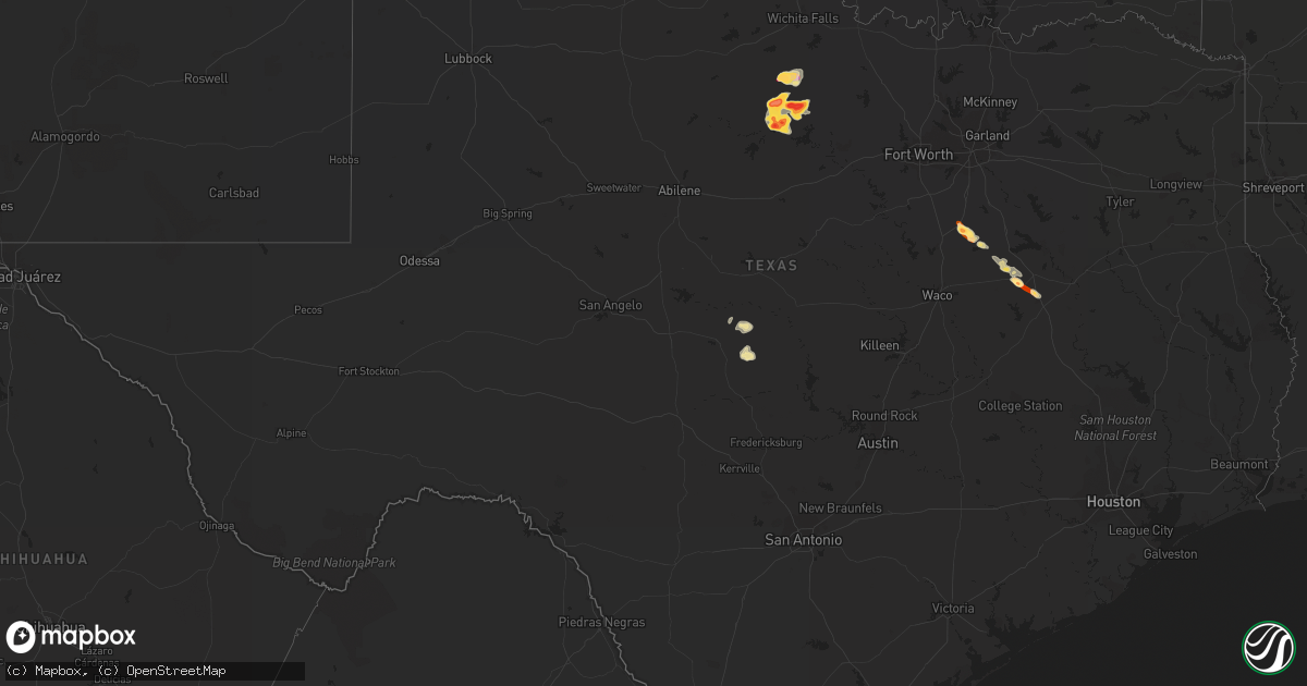 Hail map in Texas on May 17, 2013