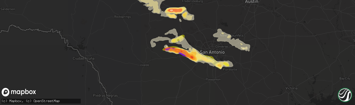 Hail map in Hondo, TX on May 17, 2016