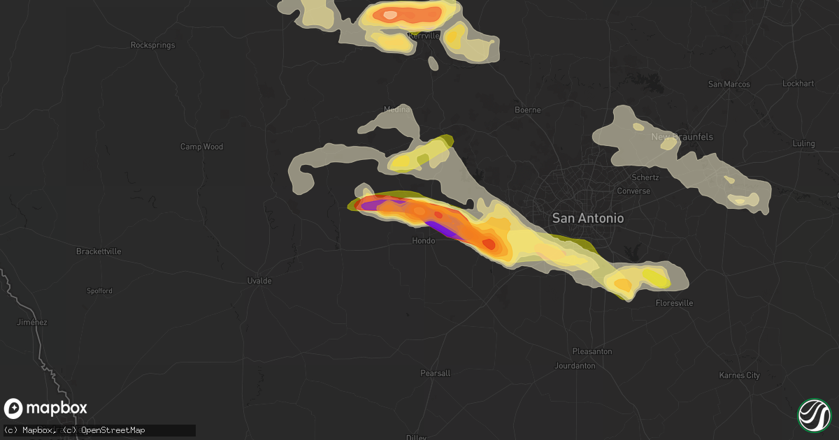Hail map in Hondo, TX on May 17, 2016