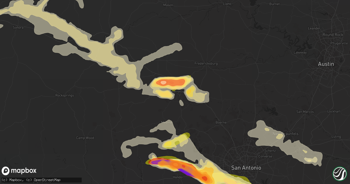 Hail map in Kerrville, TX on May 17, 2016