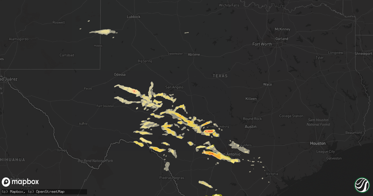 Hail map in Texas on May 17, 2016