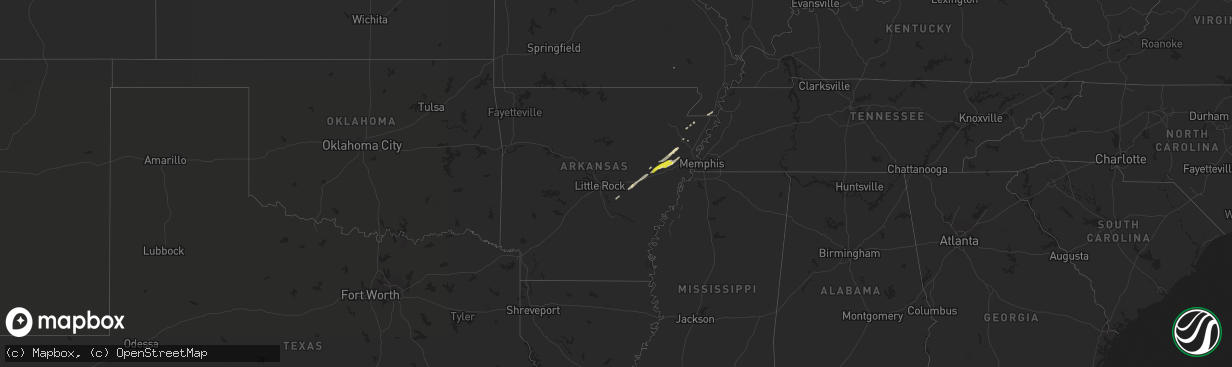 Hail map in Arkansas on May 17, 2017