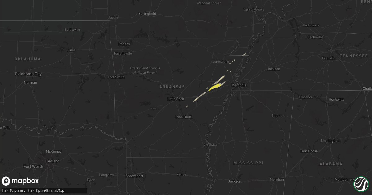 Hail map in Arkansas on May 17, 2017