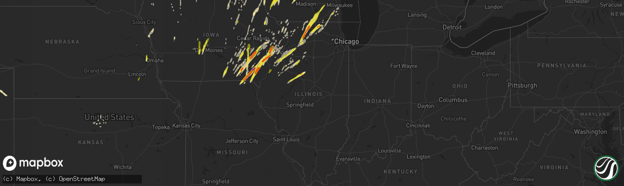 Hail map in Illinois on May 17, 2017