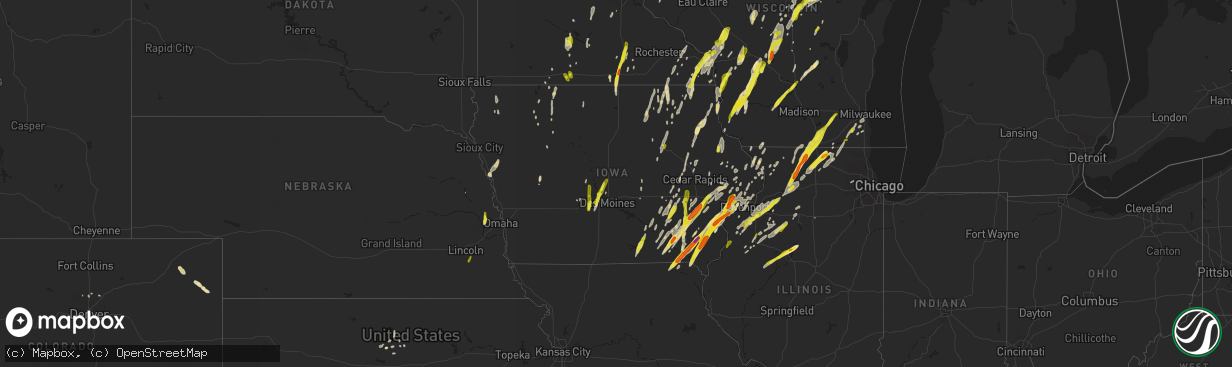 Hail map in Iowa on May 17, 2017