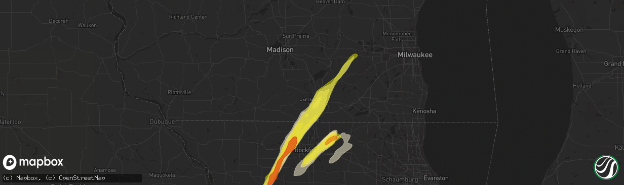 Hail map in Janesville, WI on May 17, 2017