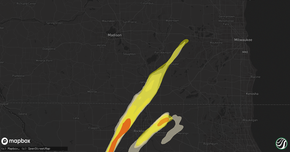 Hail map in Janesville, WI on May 17, 2017