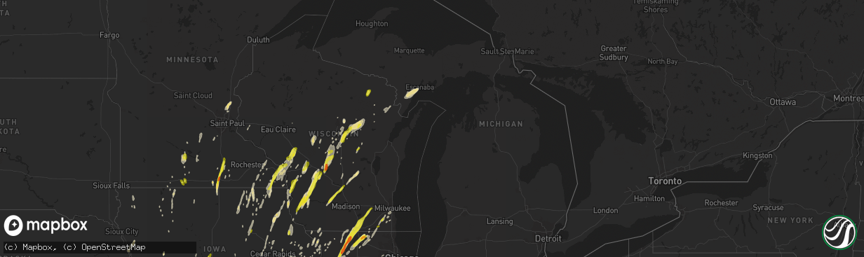 Hail map in Michigan on May 17, 2017