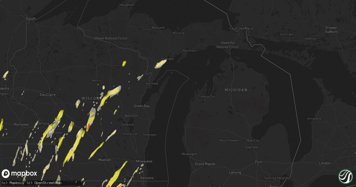 Hail map in Michigan on May 17, 2017